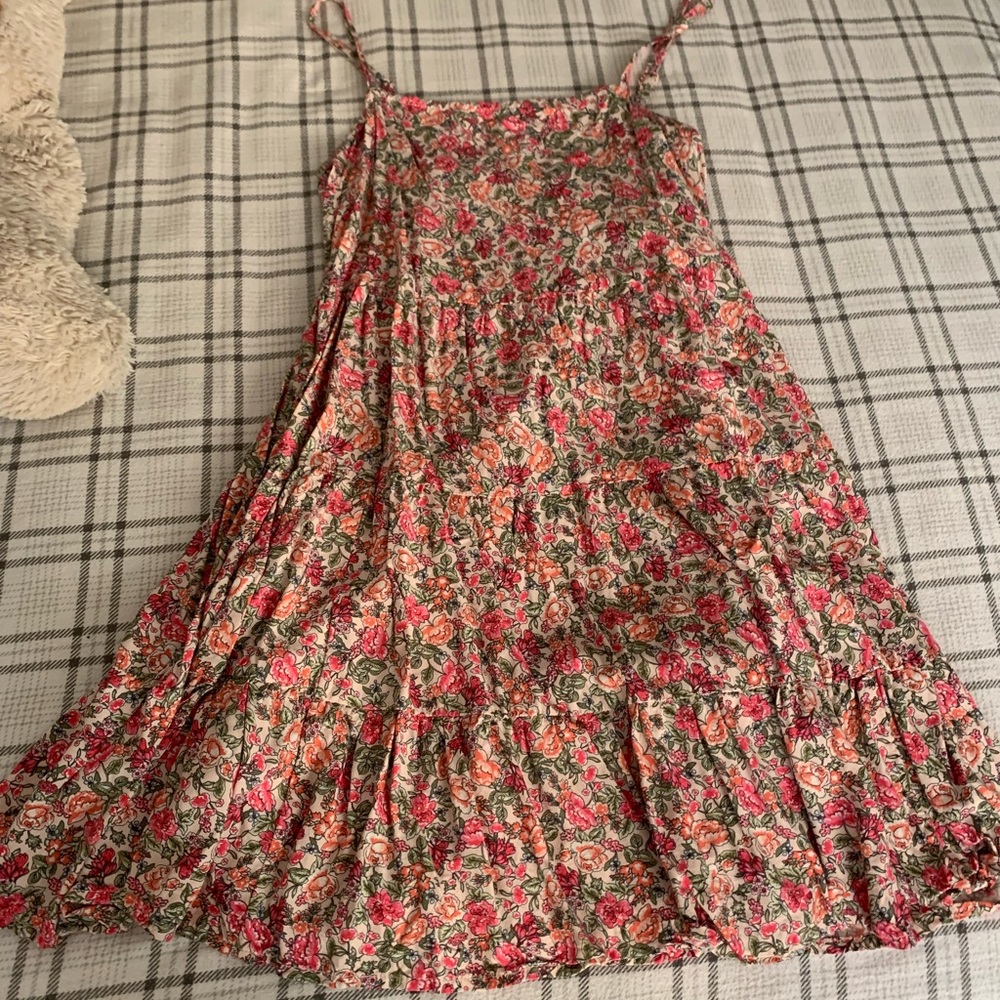 Floral flowy tiered tank dress